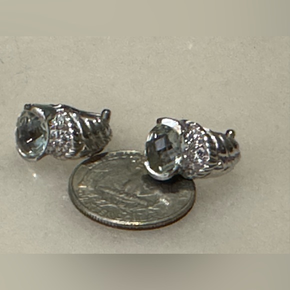 Judith ripka SS , Prasiolite and CZ earrings - Picture 4 of 14